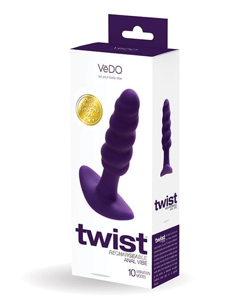VeDO - Twist Rechargeable Vibrating Anal Plug (Purple) VD1153 CherryAffairs