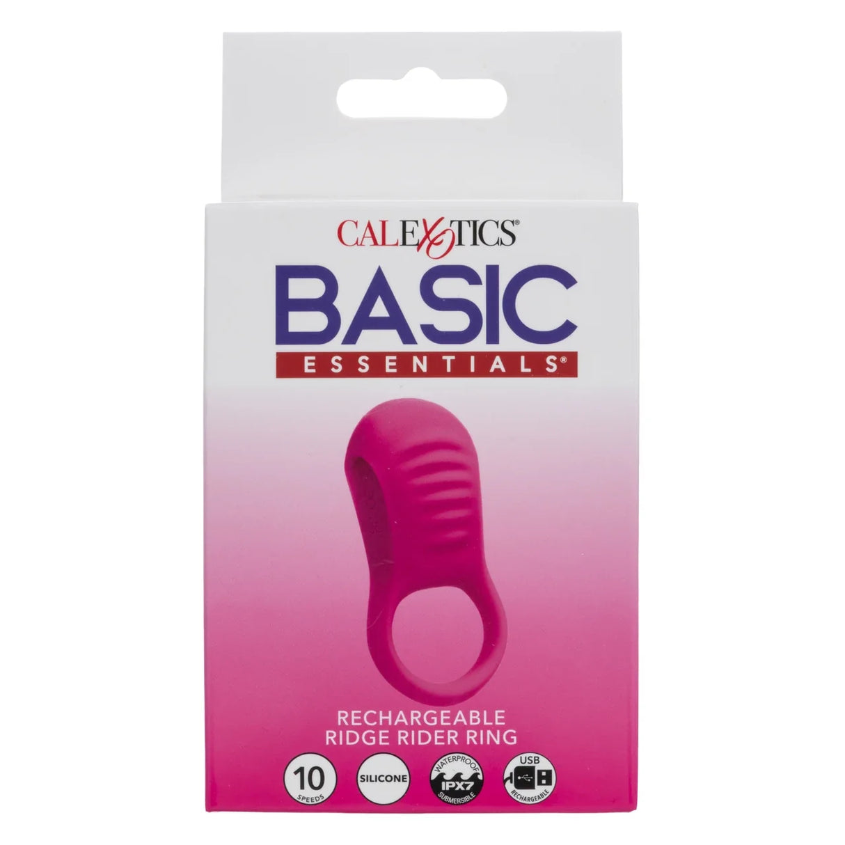 CalExotics - Basic Essentials Rechargeable Ridge Rider Cock Ring (Pink) CE2184 CherryAffairs