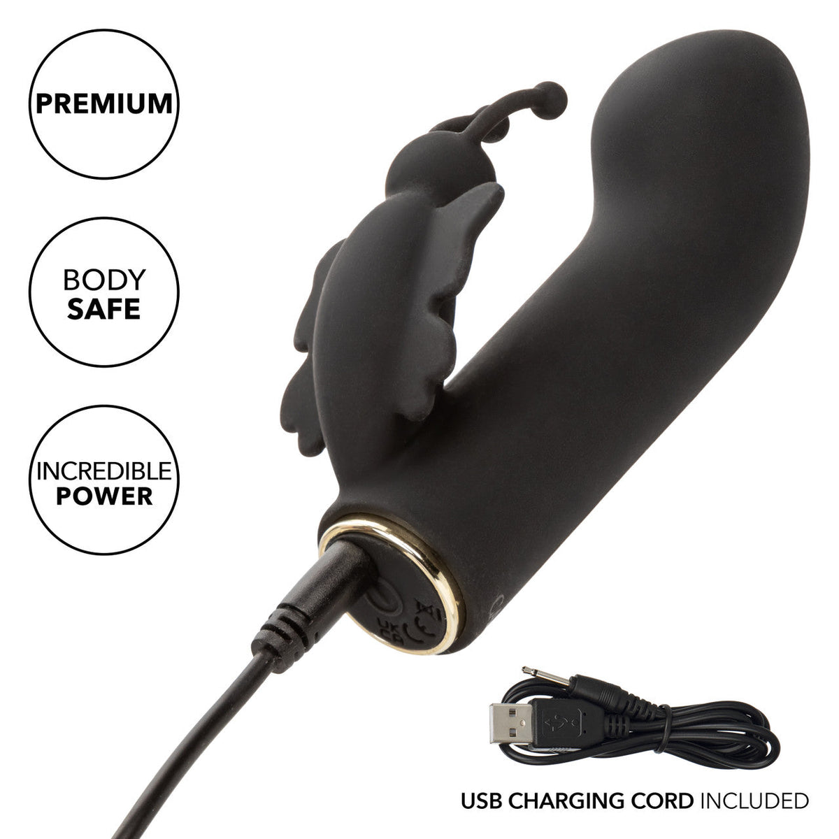 CalExotics - Raven Butterfly Rechargeable Mini Dual Vibrator (Black) CE2192 CherryAffairs