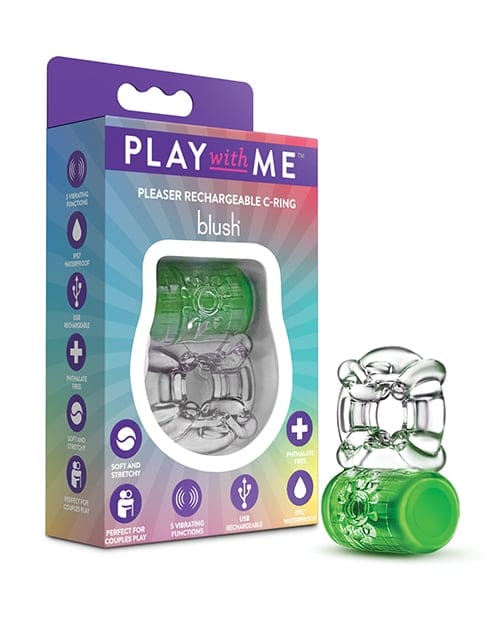 Blush Novelties - Play With Me Pleaser Rechargeable Vibrating Cock Ring CherryAffairs