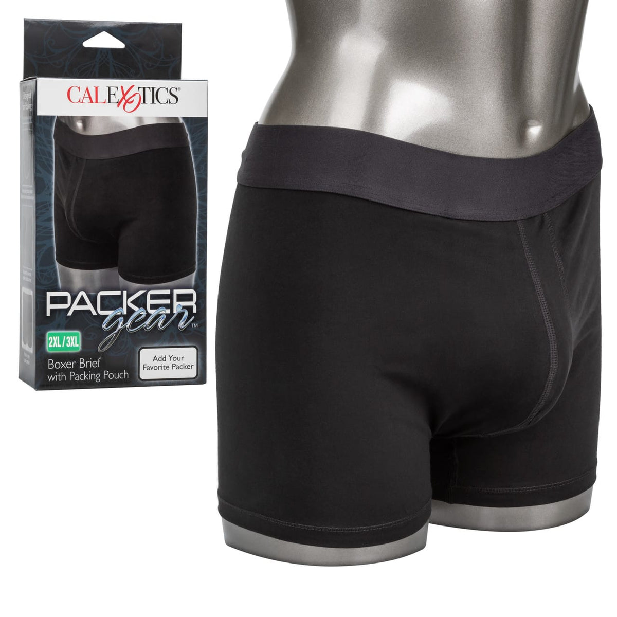 CalExotics - Packer Gear Boxer Brief with Packing Pouch 2XL/3XL (Black) CE2165 CherryAffairs