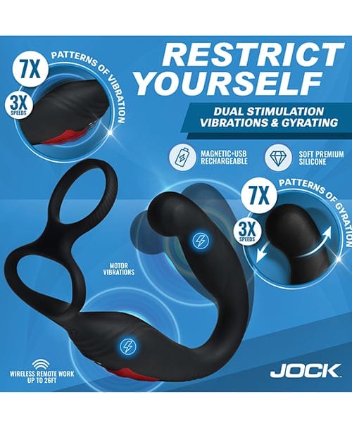 Curve Novelties - Jock Gyrating Prostate Vibrator with C-Ring (Black) CN1010 CherryAffairs