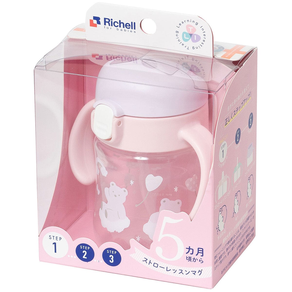 Richell - T.L.I Baby Stage 1 Try Sippy Spout Clear Training Water Bottle Mug Baby Water Bottle