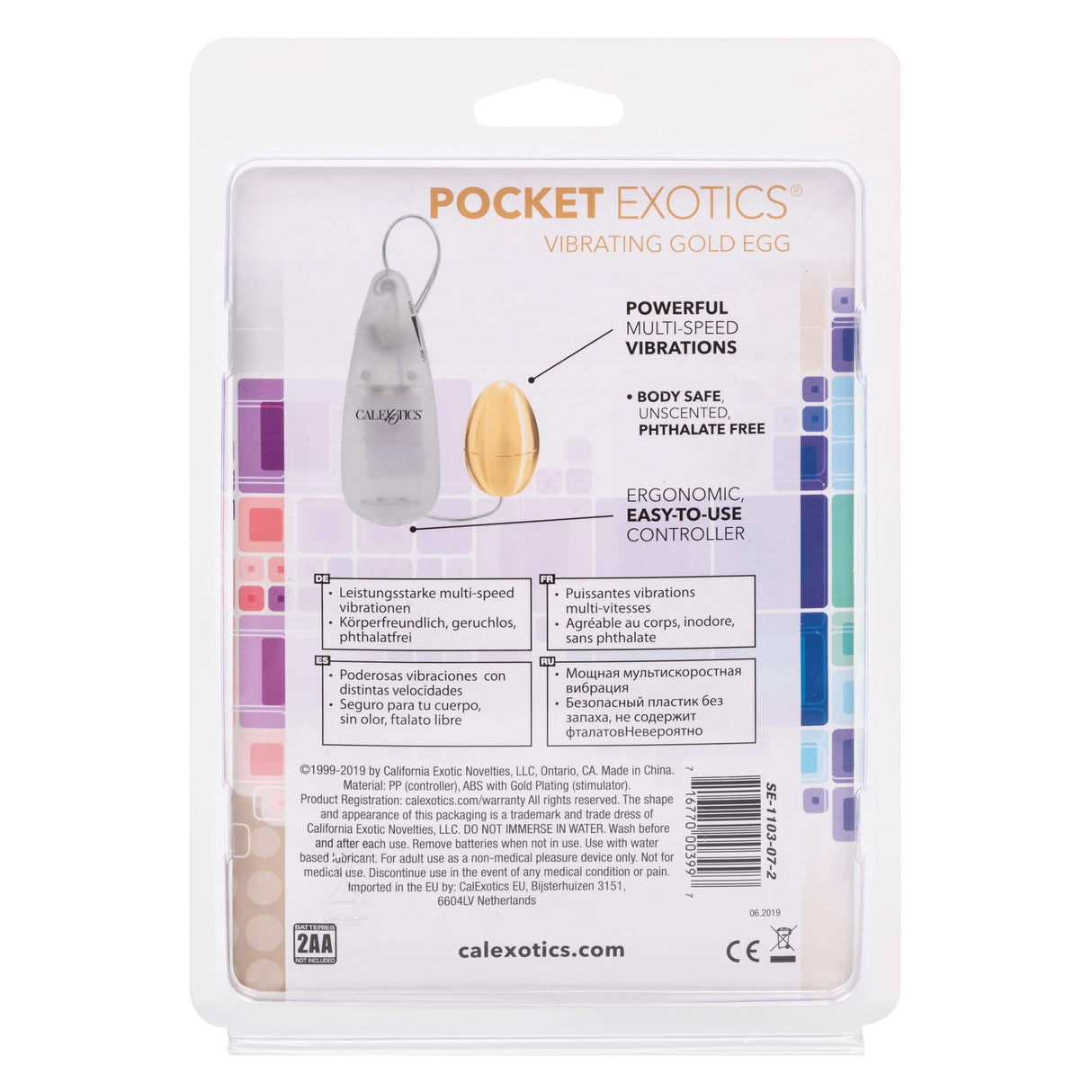 California Exotics - Pocket Exotics Vibrating Gold Egg Massager with Remote (Gold) Wired Remote Control Egg (Vibration) Non Rechargeable