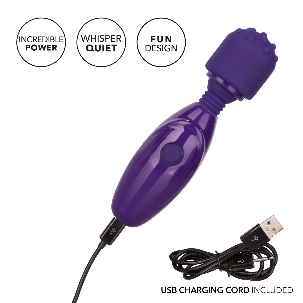California Exotics - Tiny Teasers Nubby Mini Wand Massager (Purple) Mini Wand Massagers (Vibration) Non Rechargeable