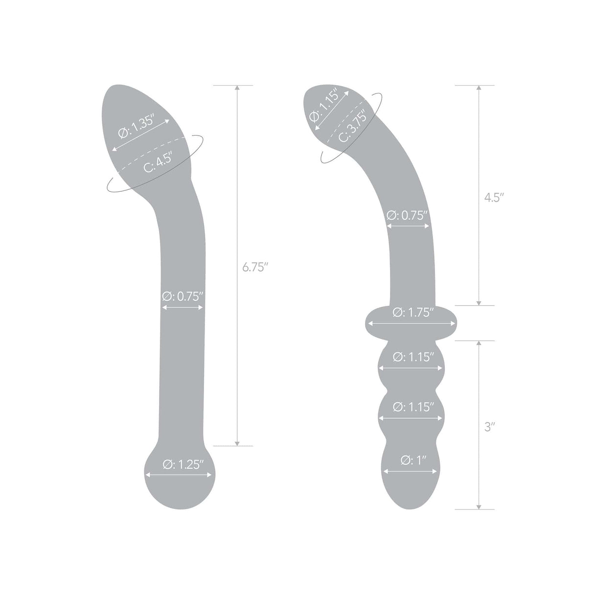 Glas - 2 pc G Spot Pleasure Glass Dildo Butt Plug Set (Clear) Glass Dildo (Non Vibration)