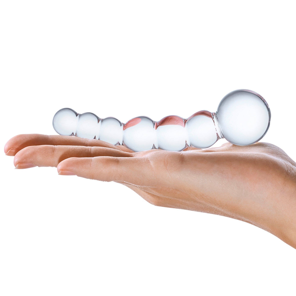 Glas - Curved Glass Beaded Hand Blown Glass Dildo 5" (Clear) Glass Dildo (Non Vibration)