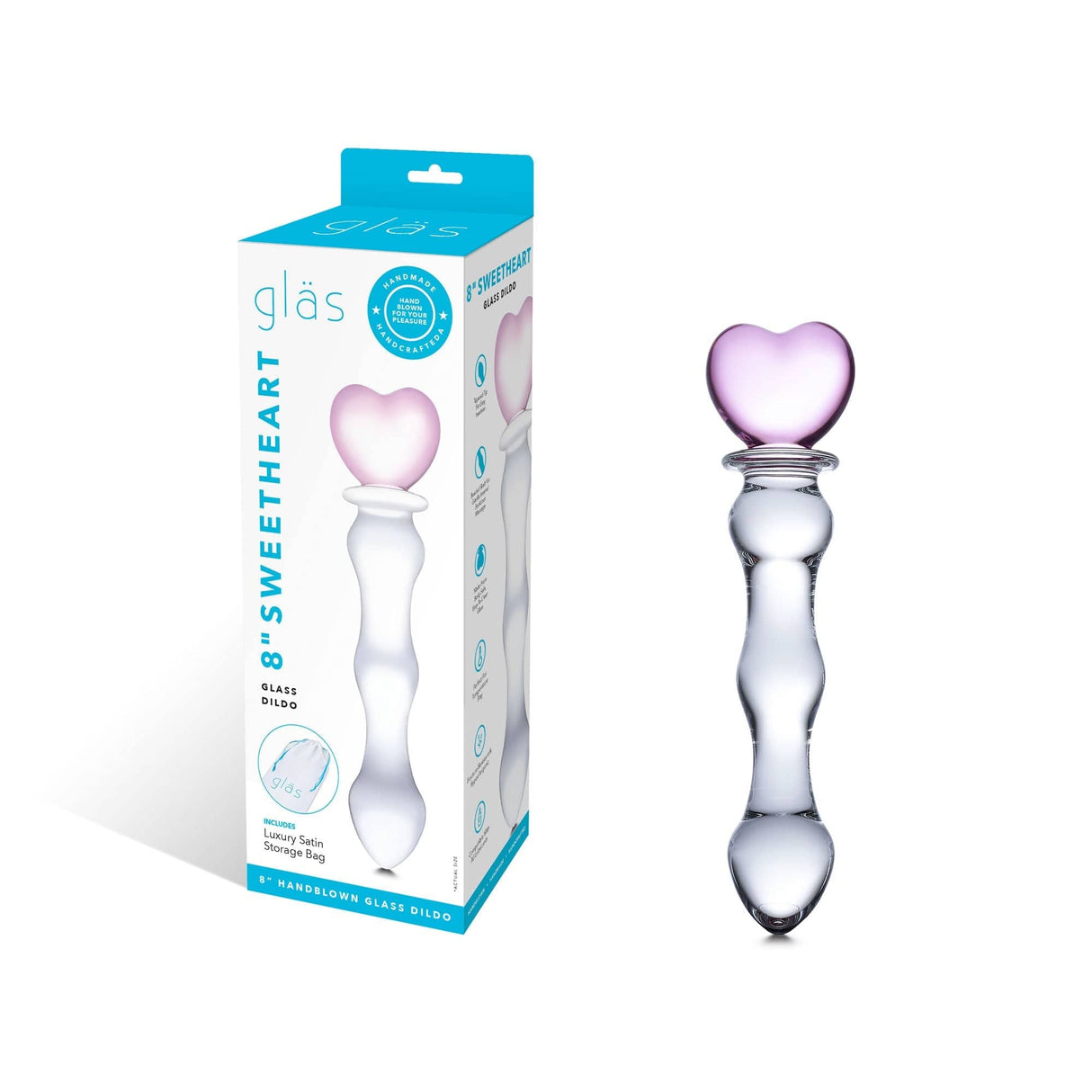 Glas - Sweetheart Glass Dildo 8" (Pink/Clear) Glass Dildo (Non Vibration)