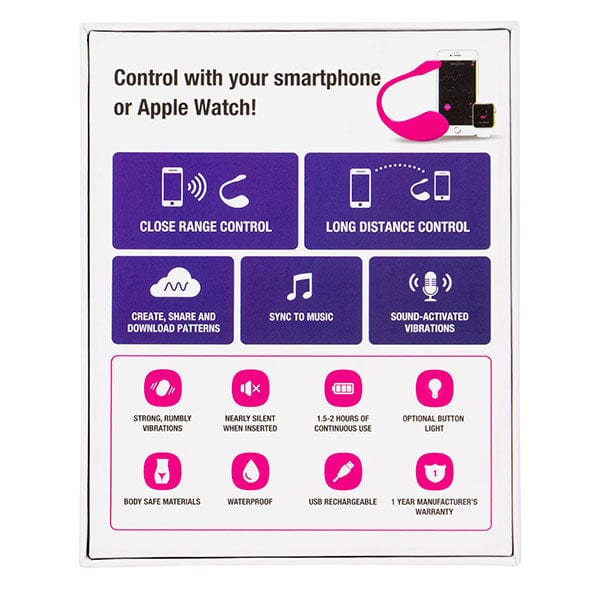 Lovense - Lush 2 App-Controlled Bullet Egg Vibrator (Pink) Wireless Remote Control Egg (Vibration) Rechargeable