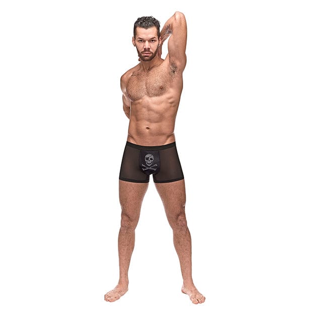 Male Power - Private Screening Micro Mesh and Modal Skull Pouch Short Underwear S (Black) Gay Pride Underwear