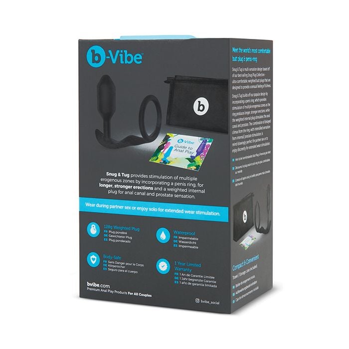 B-Vibe - Snug & Tug Weighted Silicone Cock Ring (Black) - Black