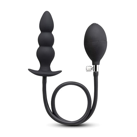 B-Vibe - Beaded Inflatable Anal Plug with HandPump (Black) BV1023 CherryAffairs