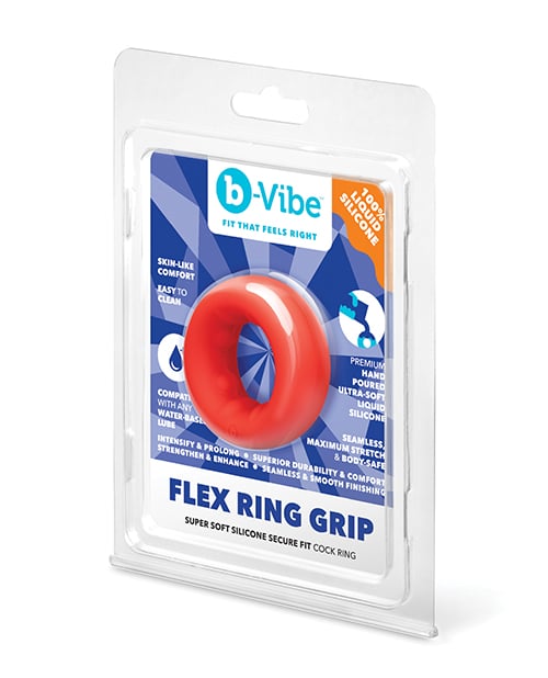 B-Vibe - Flex Ring Grip Silicone Cock Ring (Red)