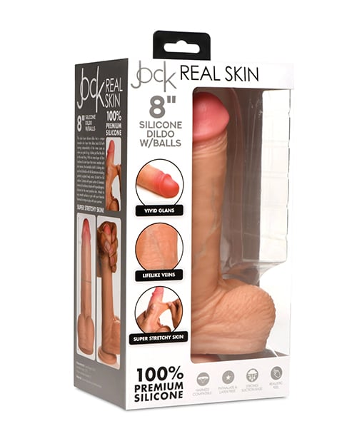 Curve Novelties - Jock Dildo Sedutan Silikon Kulit Sebenar 20.3 cm (Beige)