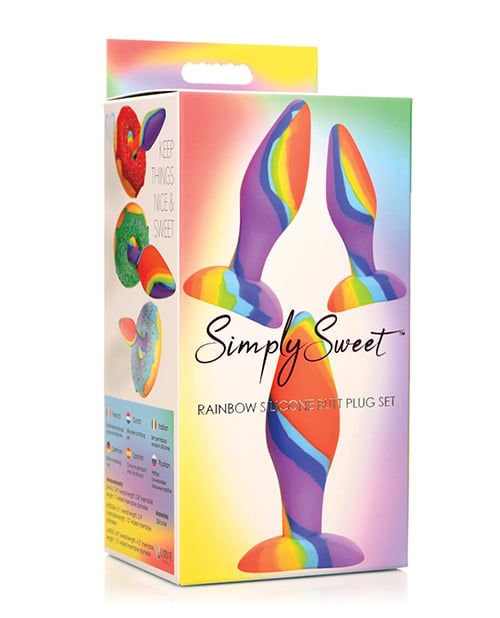 Curve Novelties - Simply Sweet Rainbow Silicone Anal Plug Set - Multi Colour