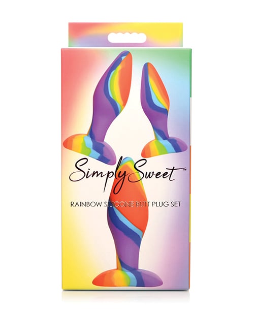 Curve Novelties - Simply Sweet Rainbow Silicone Anal Plug Set - Multi Colour