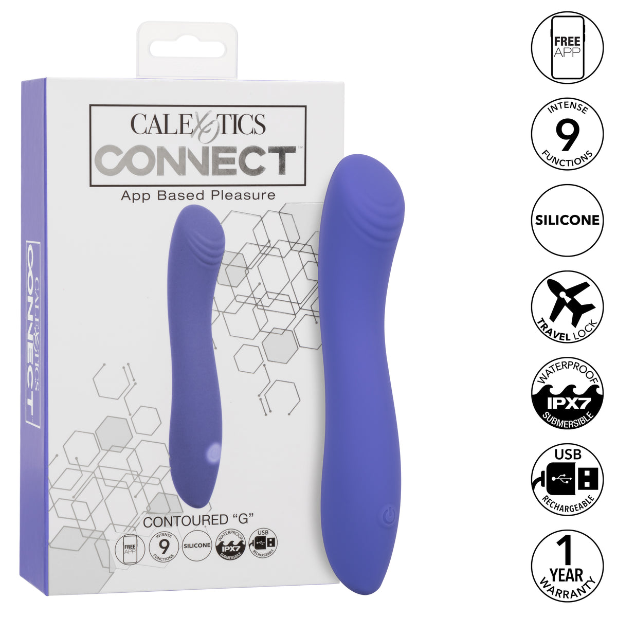 CalExotics - Connect Contoured G App-Controlled G-Spot Vibrator (Purple) - Purple