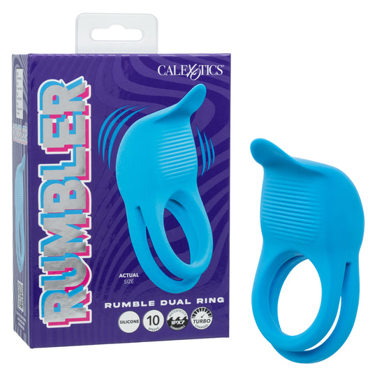 CalExotics - Rumbler Dual-Ring Vibrating Cock Ring (Blue)
