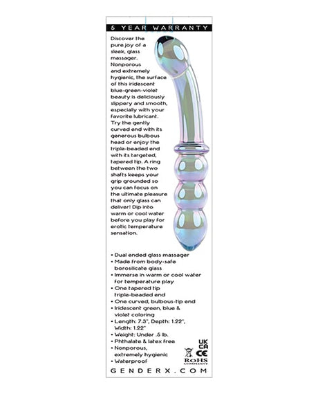 Gender X - Lustrous Galaxy Dual-Ended Glass Dildo & Wand Massager (Green) - Green