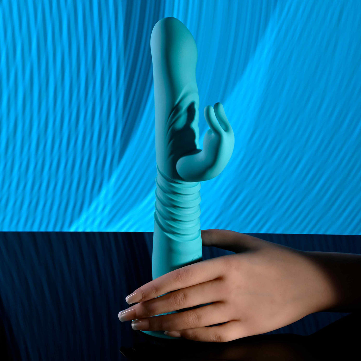Evolved - Bunny Hop Suction-Base Thrusting Rabbit Vibrator (Blue)