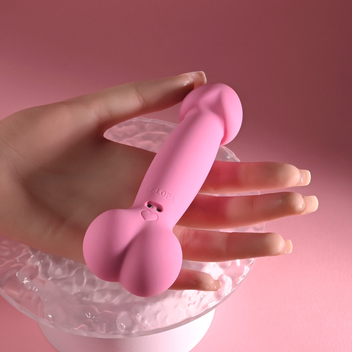 SELOPA - Penggetar Dildo Realistik Boleh Dicas Semula yang Agak Gila (Merah Jambu)