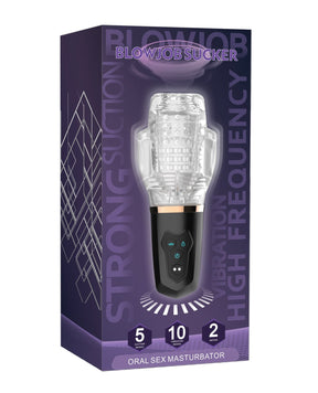 Secwell - Sucking & Vibrating Oral Masturbator (Black) - Black