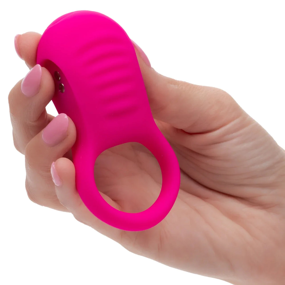 CalExotics - Basic Essentials Rechargeable Ridge Rider Cock Ring (Pink) – product view 2