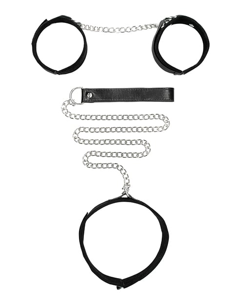 Shots - Ouch Hook-and-Loop Collar, Leash and Hand Cuff Set (Black) – product view 4