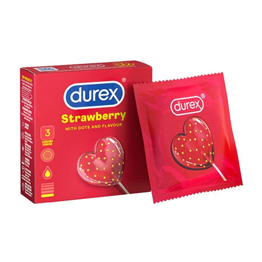 Durex - Kondom Berperisa Strawberi dengan Tekstur Titik