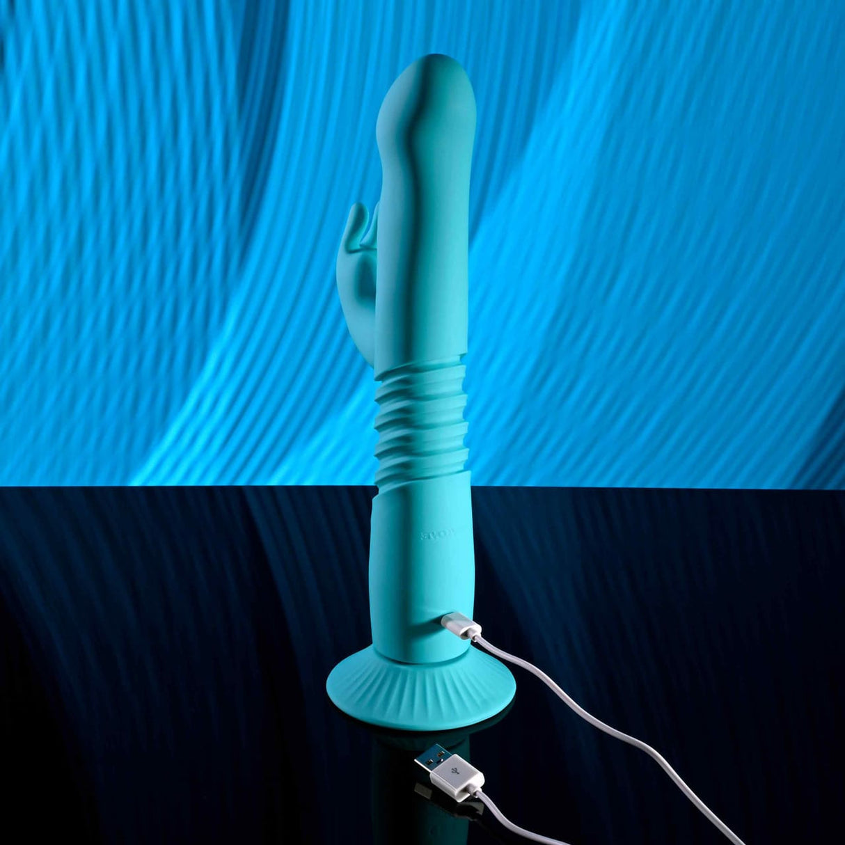 Evolved - Bunny Hop Suction-Base Thrusting Rabbit Vibrator (Blue) EV1215 CherryAffairs