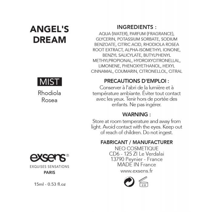 EXSENS - Angels Dream Rhodiola Body and Hair Mist 15 ml EXS1001 CherryAffairs