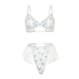 Oh La La Cheri - Elena Floral Embroidered 2 pc Set with Skirted Bottom (White) OL1026 CherryAffairs