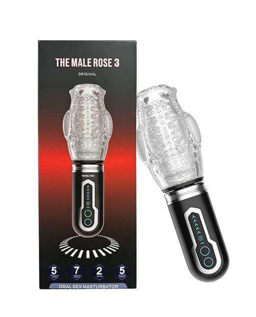 The Male Rose - Alat Masturbasi Oral Menyodok, Berputar & Bergetar 3 (Hitam)