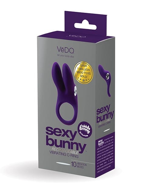VeDO - Cincin Zakar Bergetar Boleh Dicas Semula Sexy Bunny (Ungu)