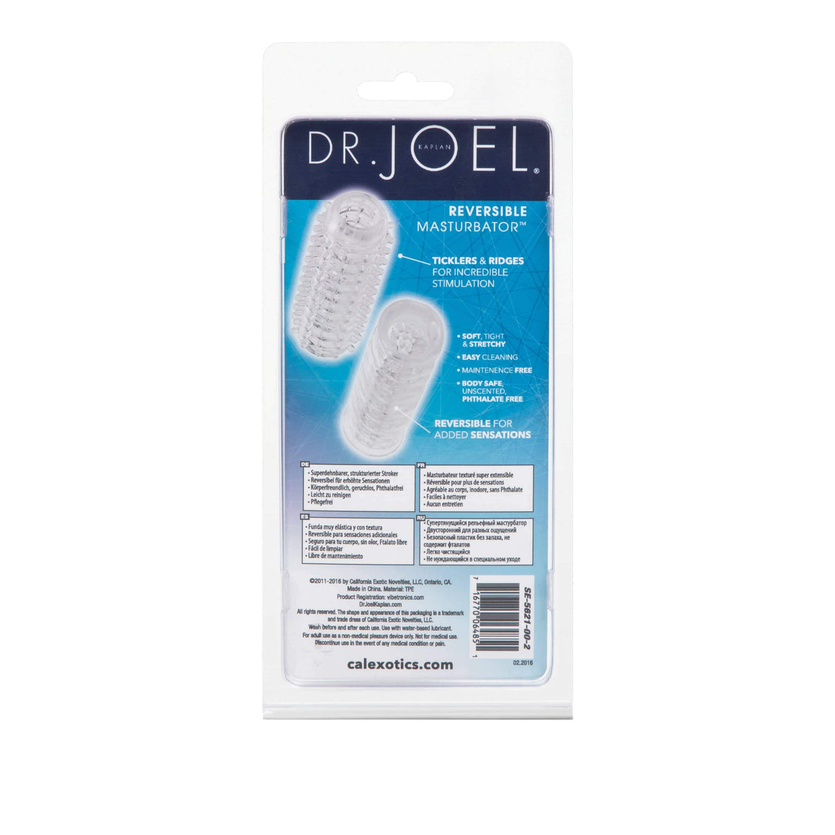 California Exotics - Dr Joel Kaplan Reversible Masturbator (Clear) CE1839 CherryAffairs