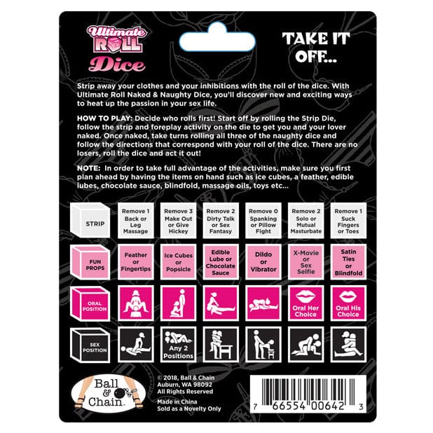 Ball & Chain - Ultimate Roll Naked and Naughty Dice Adult Game BC1022 CherryAffairs
