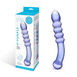 Glas - Purple Rain Ribbed Glass Dildo 9" (Purple) - CherryAffairs.sg